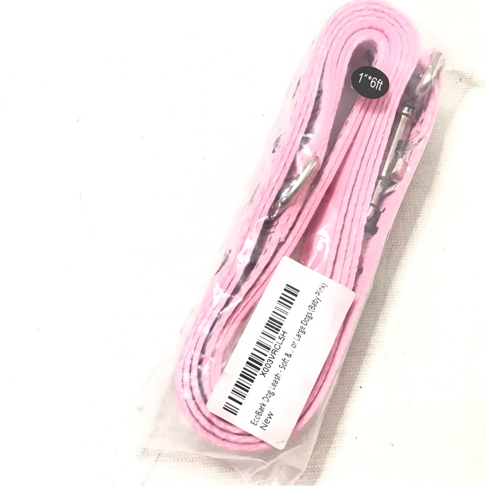 Eco Bark Dog Comfort Harness Large Dogs 1” 6ft Pink Breatheable Adjustable Leash